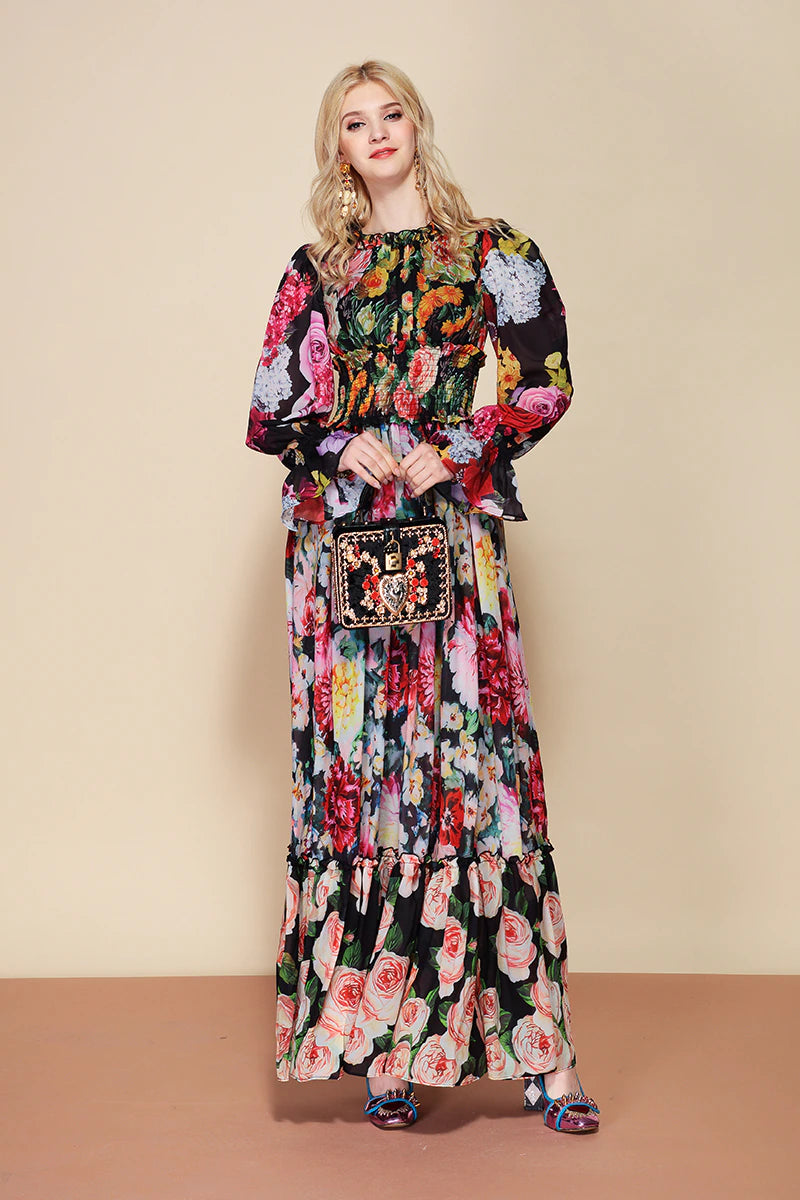 Runway Floral Print Elegant Dress