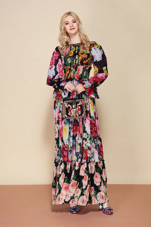 Runway Floral Print Elegant Dress