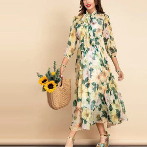Designer Bow Plus Size 2XL Elegant Vintage Dress