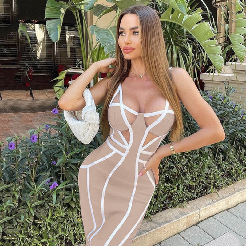 Striped Patchwork Bandage Dress