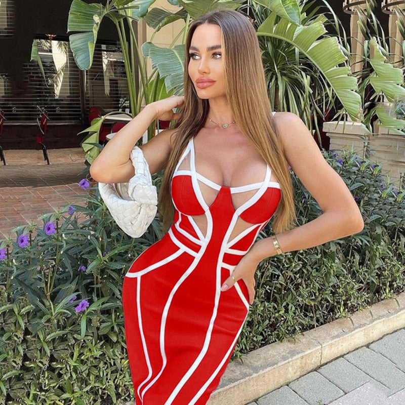Striped Patchwork Bandage Dress