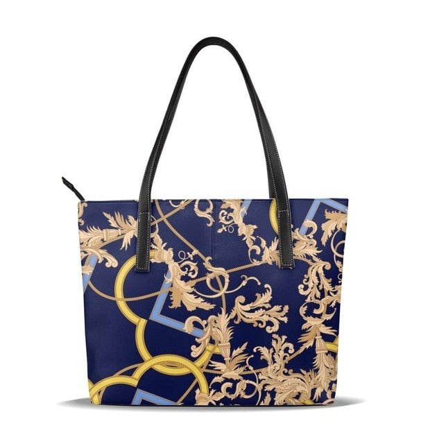 Luxury Vintage Golden Flower Tote Bag
