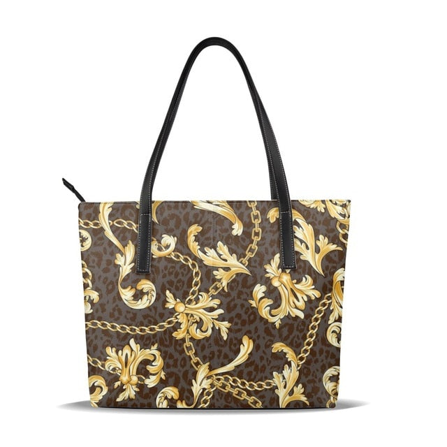 Luxury Vintage Golden Flower Tote Bag