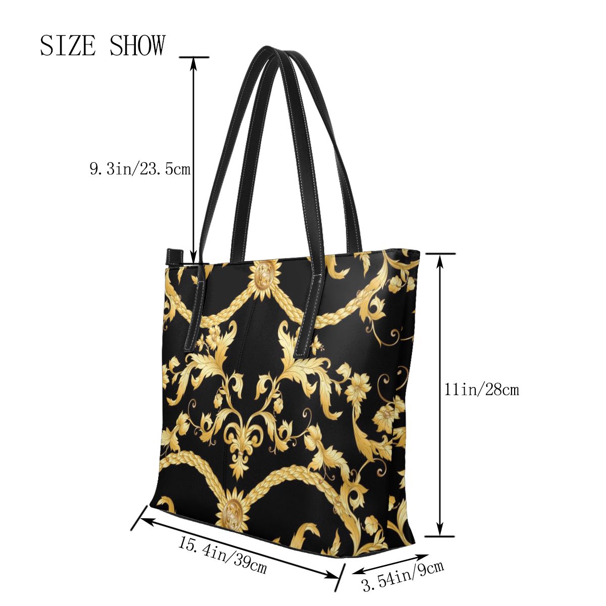 Luxury Vintage Golden Flower Tote Bag
