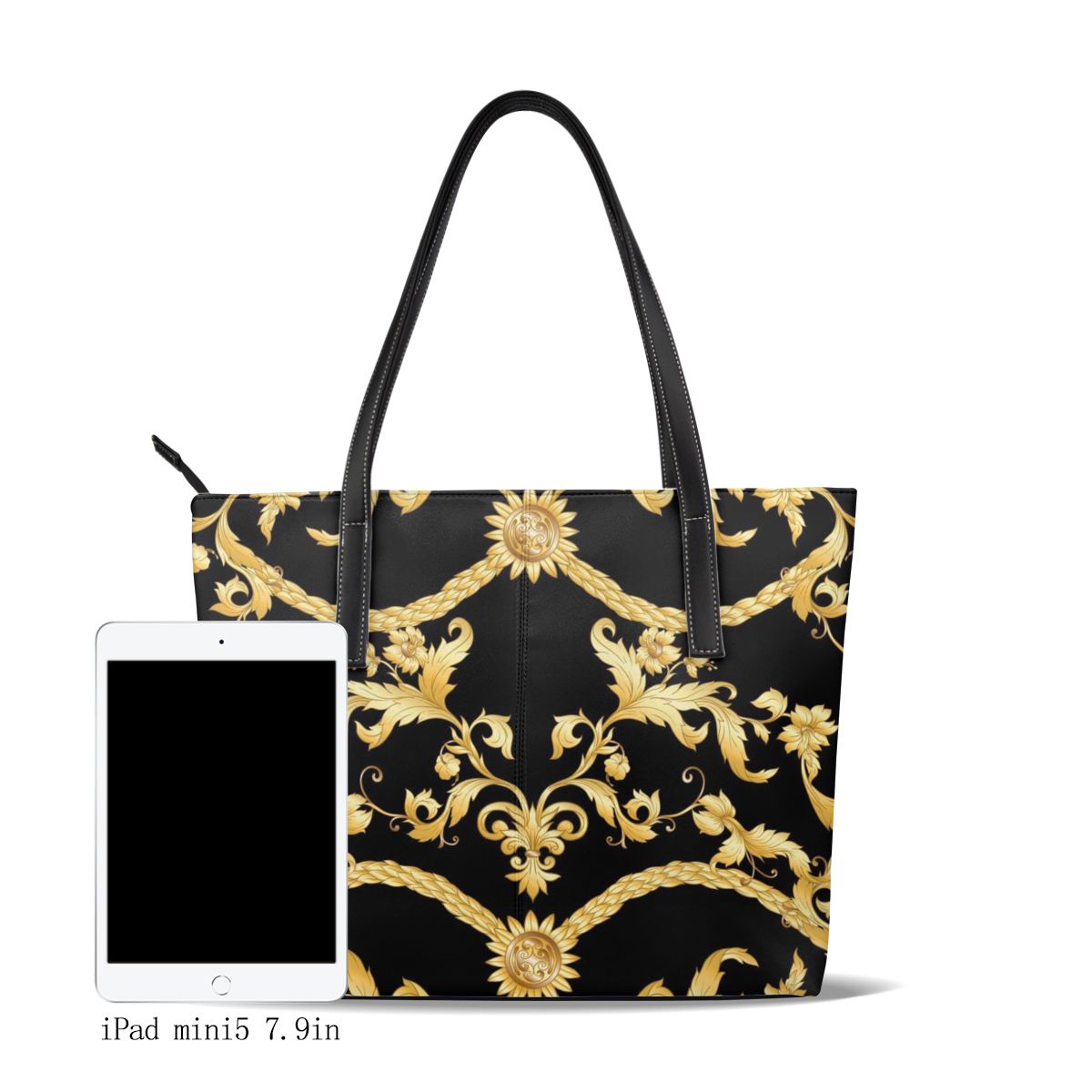 Luxury Vintage Golden Flower Tote Bag