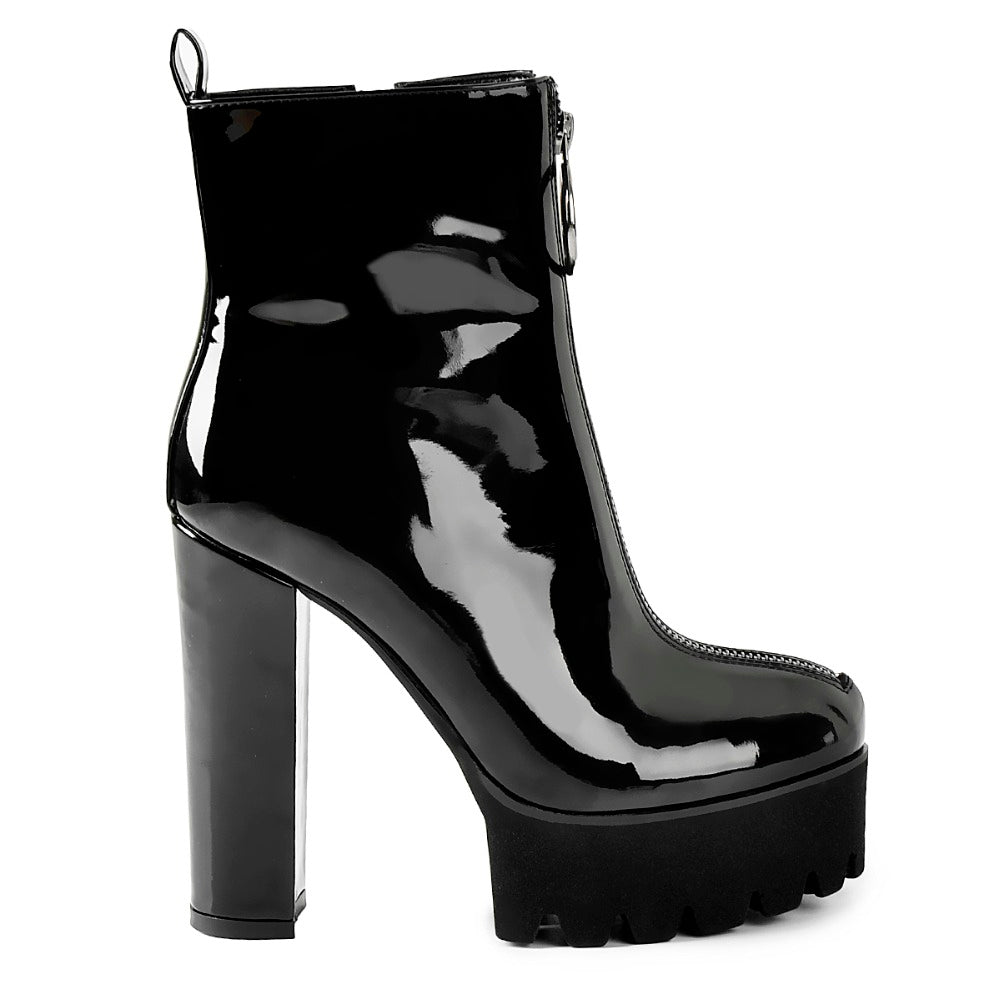 Comfy Elastic Platform Chunky Heel Leather Boot