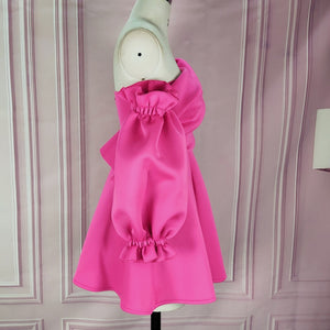 Pleated Puff Sleeve One Shoulder Dress