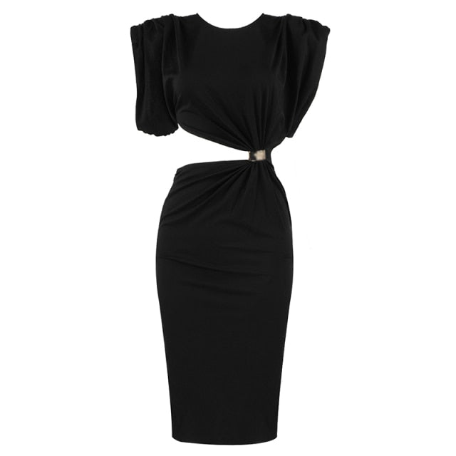 2020 High Quality Sexy Waist Revealing Metal Decor Dress