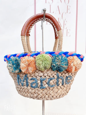 Straw Raffia Color Ball Beach Bag