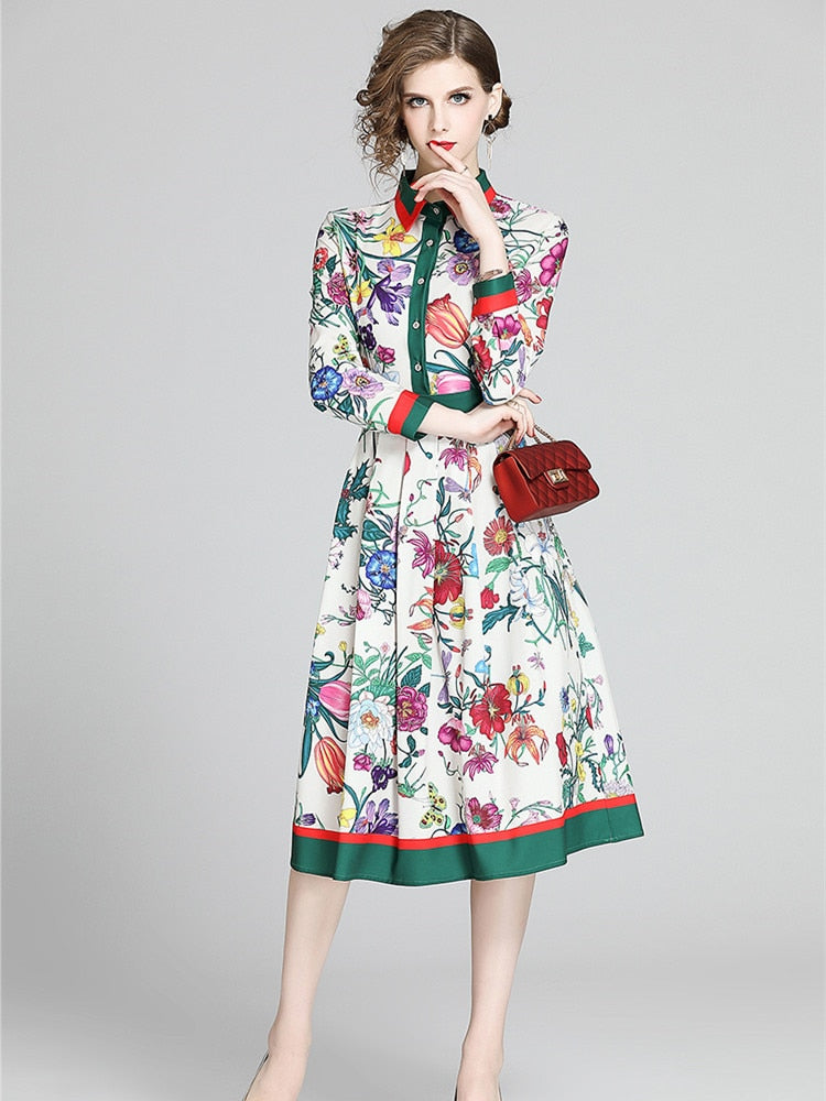 Vintage Shirt Overlay Flower Print Dress