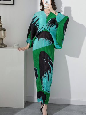 Pleated Zebra Printed Dress
