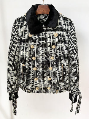 High Quality Designer Lion Buttons Monogram Quilted Jacket