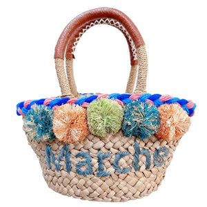 Straw Raffia Color Ball Beach Bag