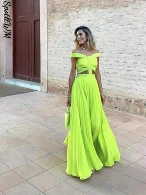 Cut Out Slash Neck Backless Long Dress