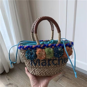 Straw Raffia Color Ball Beach Bag