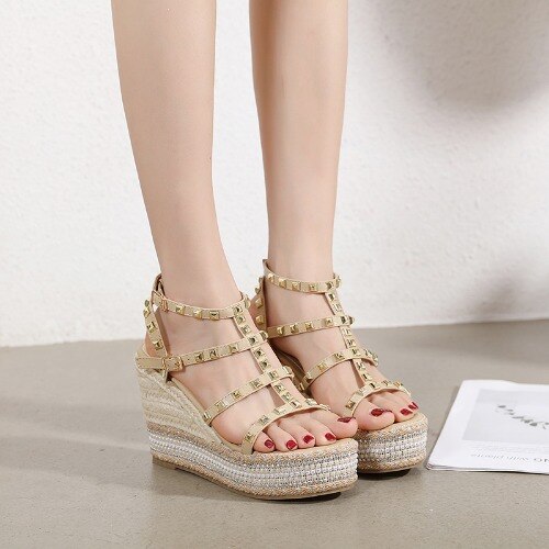 Beige Wedges Platform Sandal