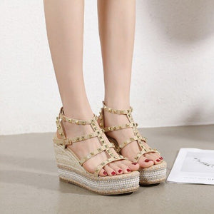 Beige Wedges Platform Sandal