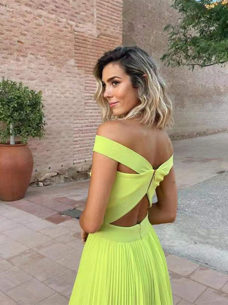 Cut Out Slash Neck Backless Long Dress
