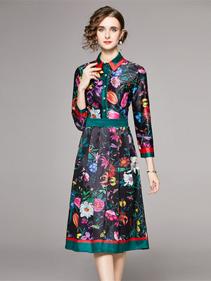 Vintage Shirt Overlay Flower Print Dress