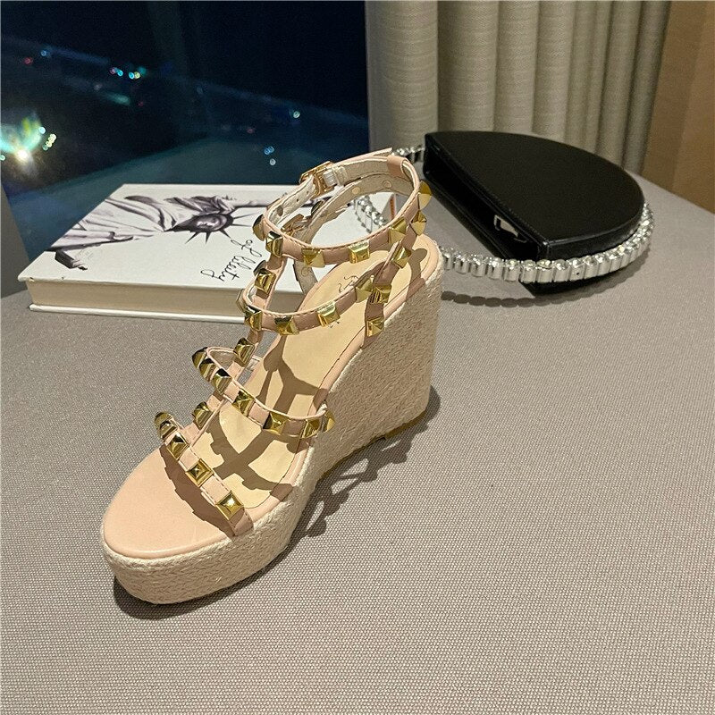 Beige Wedges Platform Sandal