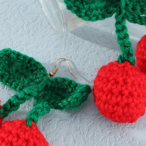 Cute Woolen Red Cherry Earrings