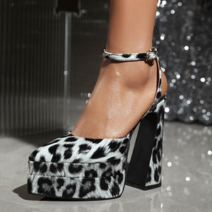 Double-Layer Waterproof Platform Paint Color Glossy Patent Leather Sandals