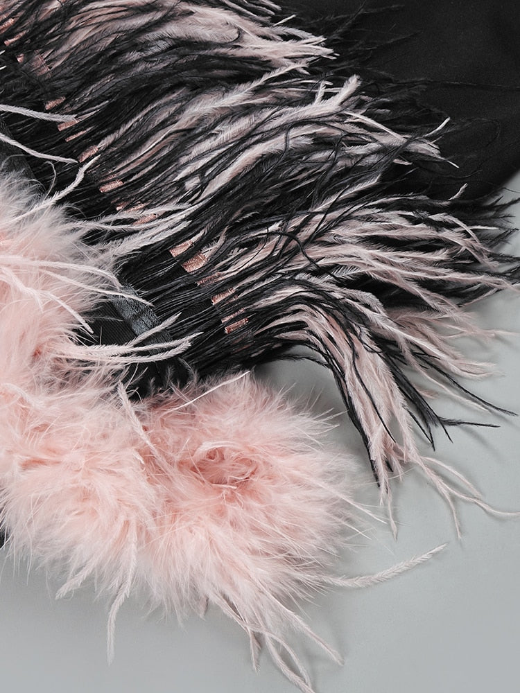 Feather Pearl Mini Dress