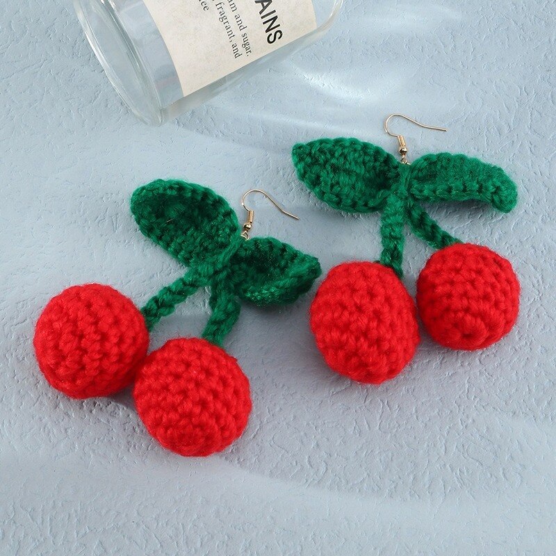 Cute Woolen Red Cherry Earrings