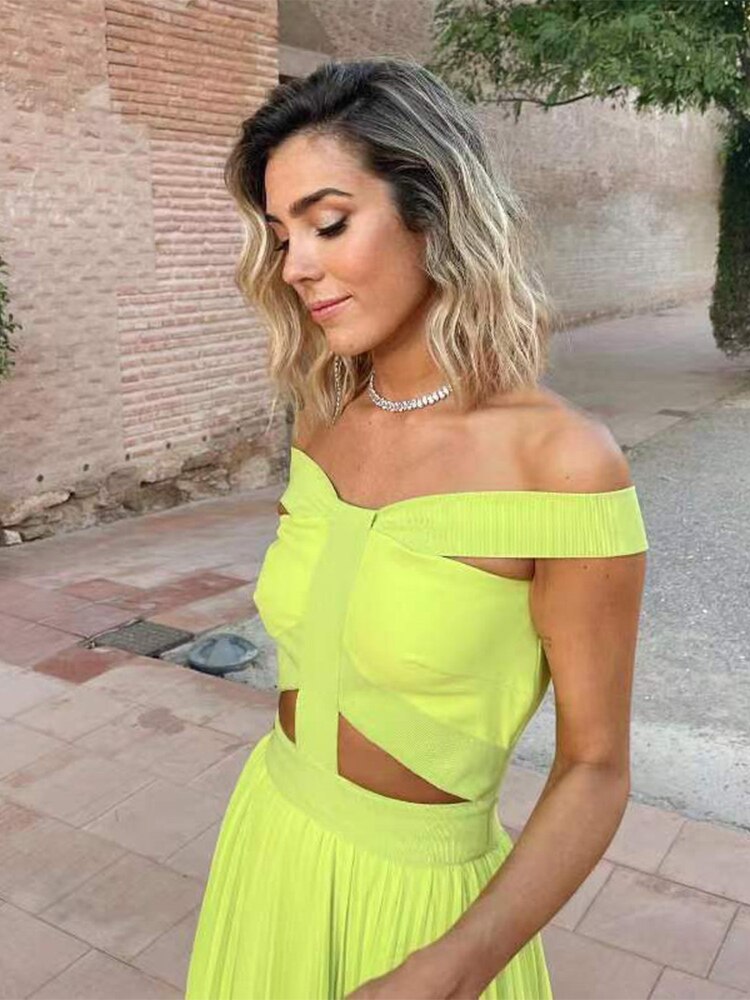 Cut Out Slash Neck Backless Long Dress