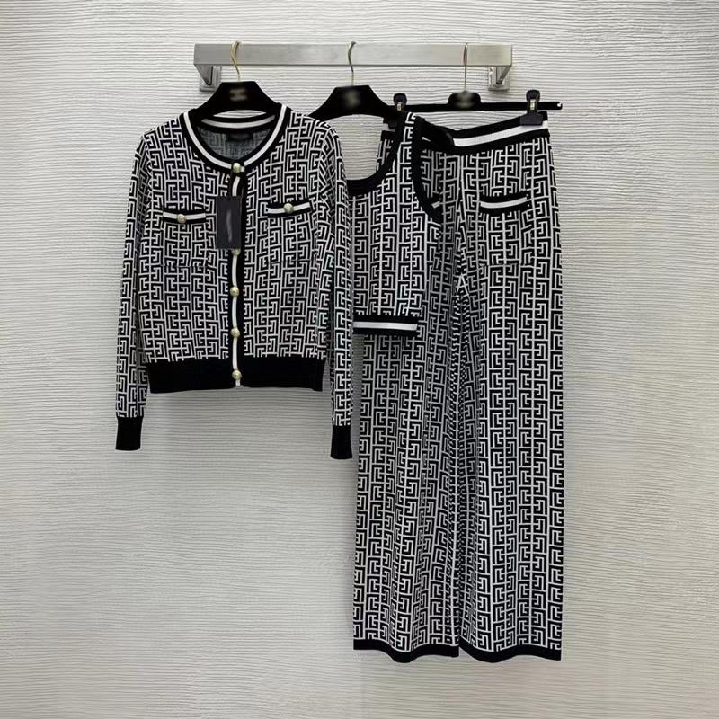 Jacquard Knitted 3 Piece Pant Set