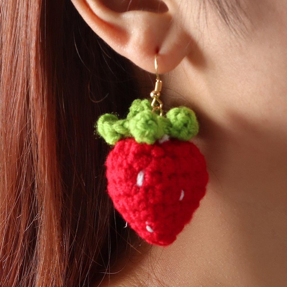 Cute Woolen Red Cherry Earrings