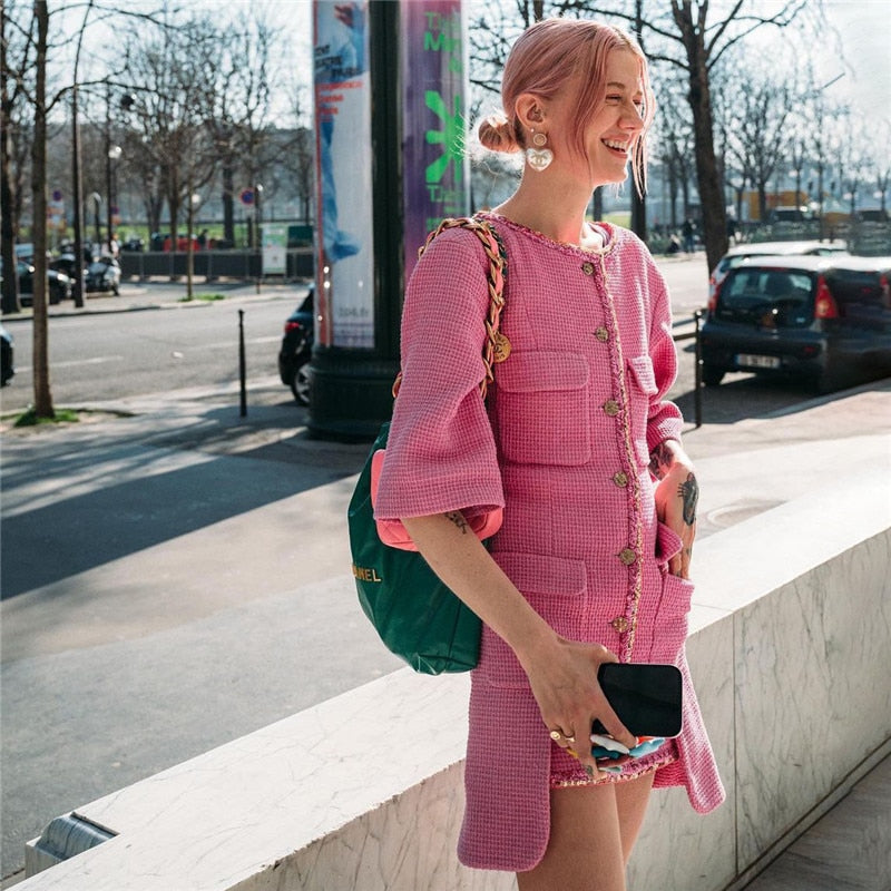 Elegant Pink Woolen Dresses
