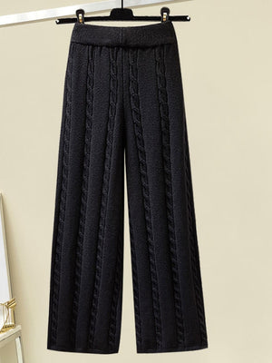 Elegant Sweaters Pants Wide Leg Pants Suit