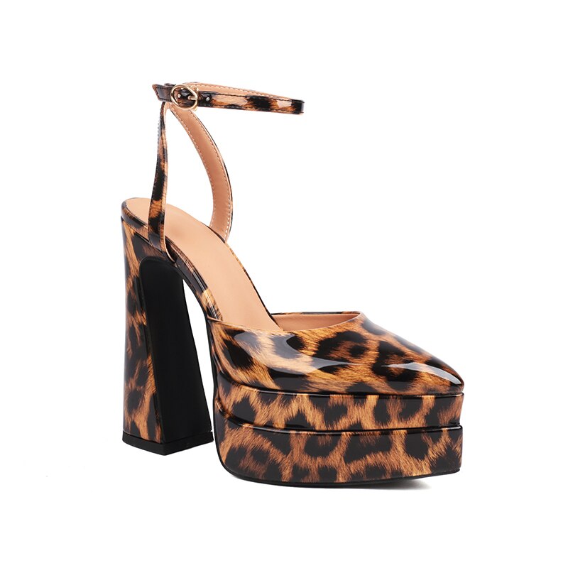 Double-Layer Waterproof Platform Paint Color Glossy Patent Leather Sandals