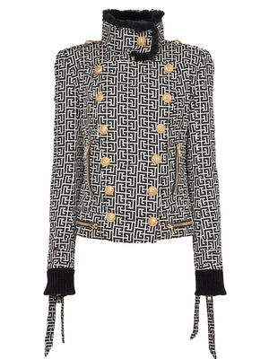 High Quality Designer Lion Buttons Monogram Quilted Jacket