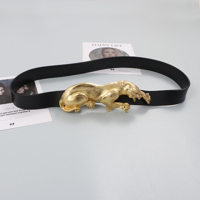 High Quality Original Design Gold Elephant Leather , Elastic Belt