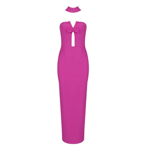 Bow Choker Design Bandage Dress