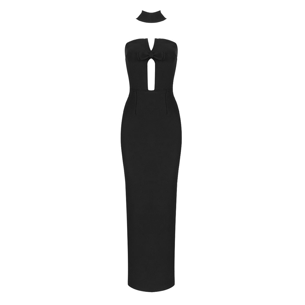 Bow Choker Design Bandage Dress