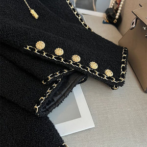 Black Vintage Design Luxury Fleece Jacket
