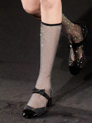 Crystal Mesh Bowknot Mary Jane Round Toe Luxury Sandals