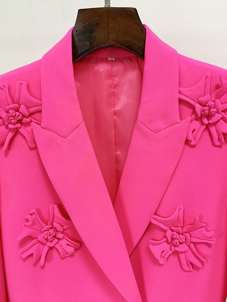 Blazer or Pant Hot Pink Embroidery Flower