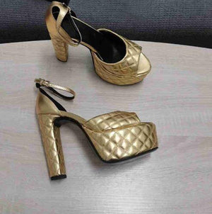 Waterproof Platform Gold Black Sandals