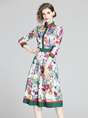 Vintage Shirt Overlay Flower Print Dress