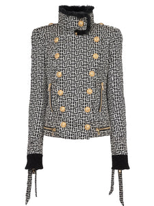 High Quality Designer Lion Buttons Monogram Quilted Jacket