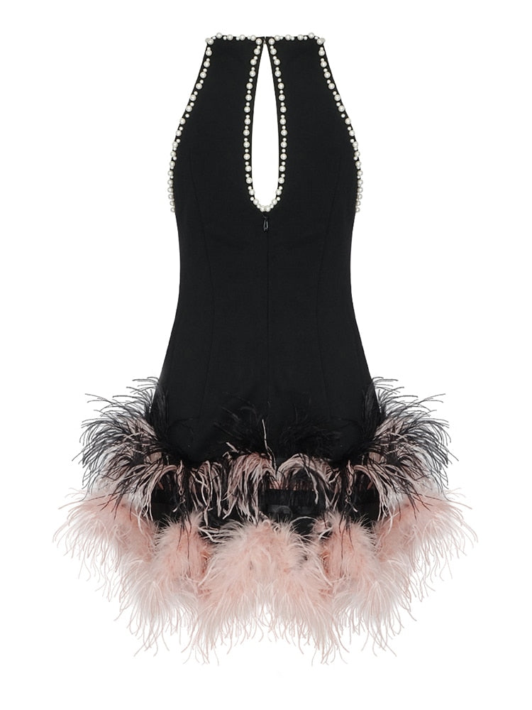 Feather Pearl Mini Dress
