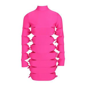 Bowknot Hollow out Hot Pink Dress