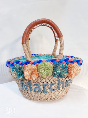 Straw Raffia Color Ball Beach Bag
