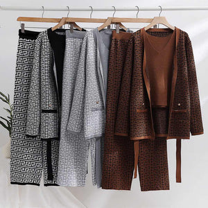 Panelled Knitwear+Wide Leg Pant+Camis