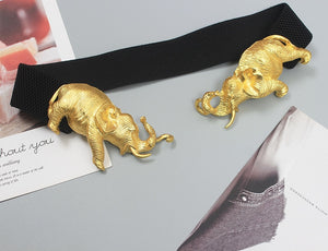High Quality Original Design Gold Elephant Leather , Elastic Belt