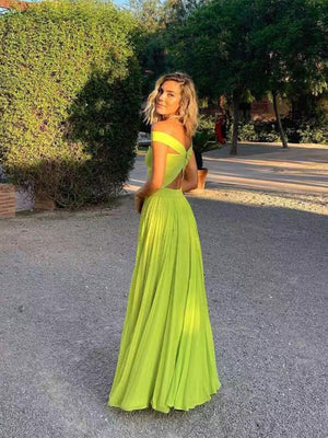 Cut Out Slash Neck Backless Long Dress